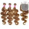Highlight Brown Body Wave Bundles with 5x5 Closure 100% Unprocessed