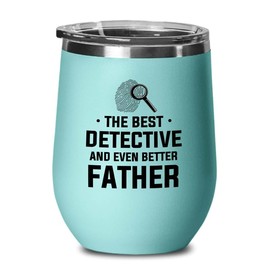 Detective Teal Edition Wine Tumbler 12oz - The best detective - Police Officer Cop Patrol Detective Sheriff Law Enforcement Police Academy Student Police Chief