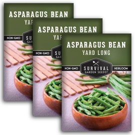 3 Packs Asparagus Yard Long Bean Seeds for Planting with Instructions to Grow Yardlong Pole Beans in Your Home Vegetable Garden - Non-GMO Heirloom - Survival Garden Seeds