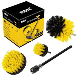 4 PCS Piece Cleaning Kit, Adapt Drill Brush For Bathroom Surfaces, Grout, Floor, Tub, Shower, Tile, Kitchen And Car, Electric Multi-Purpose Scrubber - Specification: black