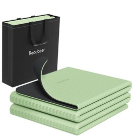 Readaeer Foldable Yoga Mat for Travel Folding Yoga Mat 6mm Thick with Carrying Bag, Non-Slip TPE Exercise Pilates Mat for 72" L x 24" W x 0.24 Inch