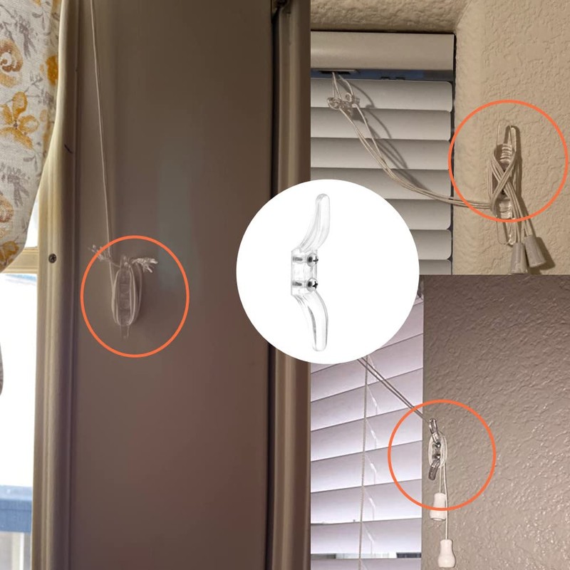 4pcs Clear Cord Cleat for Child Safety and 8pcs Screws