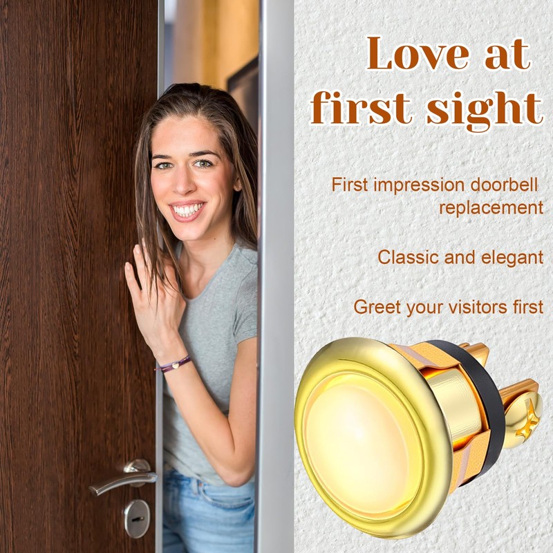 2 Pack Lighted Doorbell Button Replacement, Push Door Bell Ringer