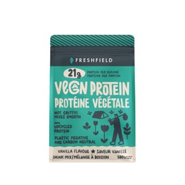 Freshfield Vegan Protein Powder, 21g Plant-Based Protein, Upcycled Barley Rice, Smooth, Non-Gritty Texture, Plastic Negative & Carbon Neutral, Vanilla Flavor, Plant-Based Recyclable Packaging