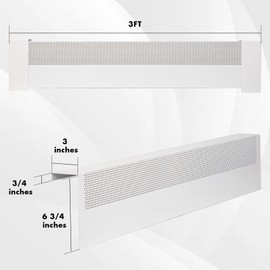 3FT Baseboard Heater Cover for Baseboard Heating with Left and Right Endcaps, Baseboard Radiator Covers for Replacing Old and Rusty Looking Electric and Baseboard Covers for Heaters