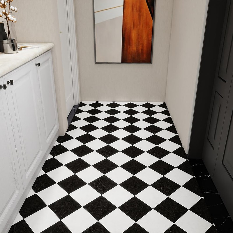 auxua Black Vinyl Marble Flooring Roll – Small Size (15.7”