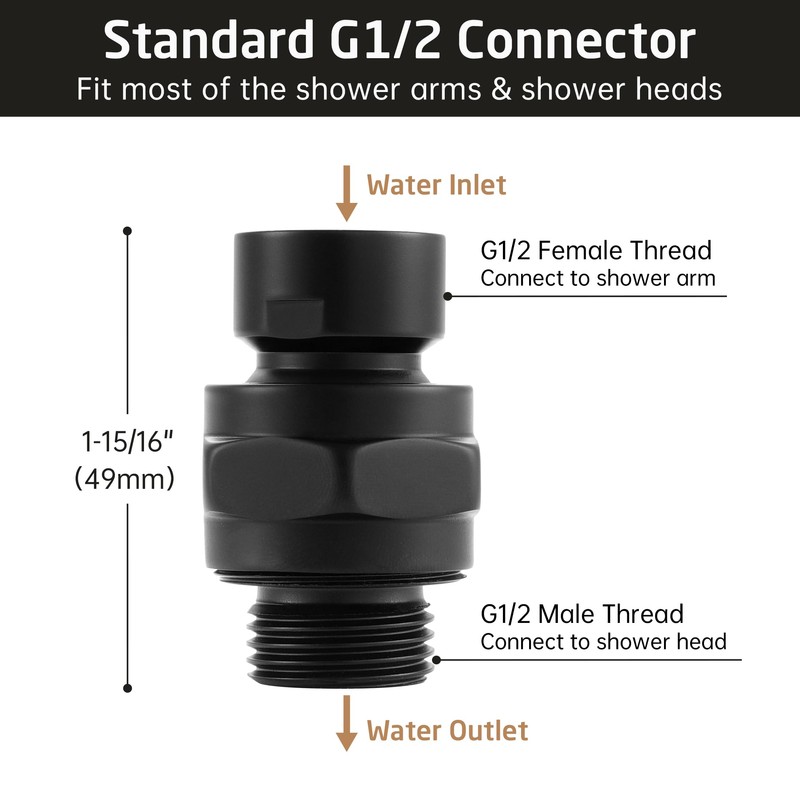 KES Shower Head Swivel Ball Joint Shower Connector Adapter Brass