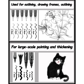 ZZWUAPT Black Pens Set,10 Pack Acrylic Ink Pens, Fine Point Paint Gel Pen,Brush Tip Acrylic Markers for Black Paper Drawing, Sketching, Illustration, Card Making, Bullet Journaling