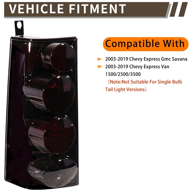 MiKaFex Tail Light Halogen Compatible With 2003-2023 Chevy Express GMC