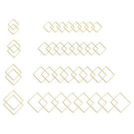 PATIKIL 80pcs Open Bezel 4 Sizes Square Resin Bezel Charm Pendant Open Back Bezel Alloy Hollow Frame Bulk for Resin Crafts Making Gold Tone