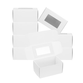 PATIKIL 3.9"x2.4"x2" Paper Soap Box with Window, 40 Pack Homemade Soap Boxes Rectangle Presents Packaging Boxes for Birthday Christmas DIY Craft, White