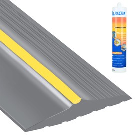 MYFAMIREA 10FT Garage Door Bottom Threshold Seal Strip with 300ml Black Adhesive/Sealant, Universal Rubber DIY Bottom Floor Threshold Seal, Weatherproofing Weather Stripping Replacement (3.05M Gray)