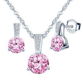 Yumilok Women's Necklace Earrings Jewellery Set Women's Necklace and Earrings 925 Sterling Silver with Zirconia Gifts for Women Girlfriend Mum, Sterling Silver Sterling Silver Zirconia, Cubic Zirconia