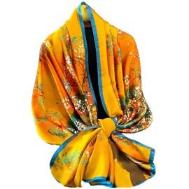 FAIRYGATE Silk Scarf Women's Long Scarf for Women High-Quality Silk Scarf Neckerchief Stole Large Scarf Women's Elegant 79, D18018