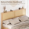 GarveeHome Natural Rattan Full Size Bed Frame with Sliding Barn