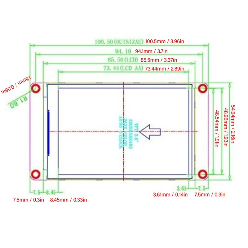 3.5in HMI Display 480 X 320 APP Drive Easy Wiring