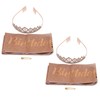 2 Sets Bridal Sash Rhinestone Tiara Kit Shiny Rose Gold