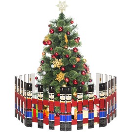 Blulu Christmas Tree Fences Party Decoration Wooden Christmas Tree Gate White Picket Fence for Pets Flexible Picket Fence for Holiday Office Home Decor, 12 Inch(Novel Style)