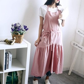 GudGmtoy Aprons for Women Cottagecore Fishtail Apron Artist Coat Garden Apron Cafe Kitchen Cooking Baking Craft Apron Painting Apron Japanese Apron Petal Pink, rose