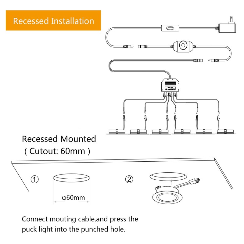 LED Puck Lights Wired Recessed Under Cabinet Lighting Dimmable,Halogen Bulb