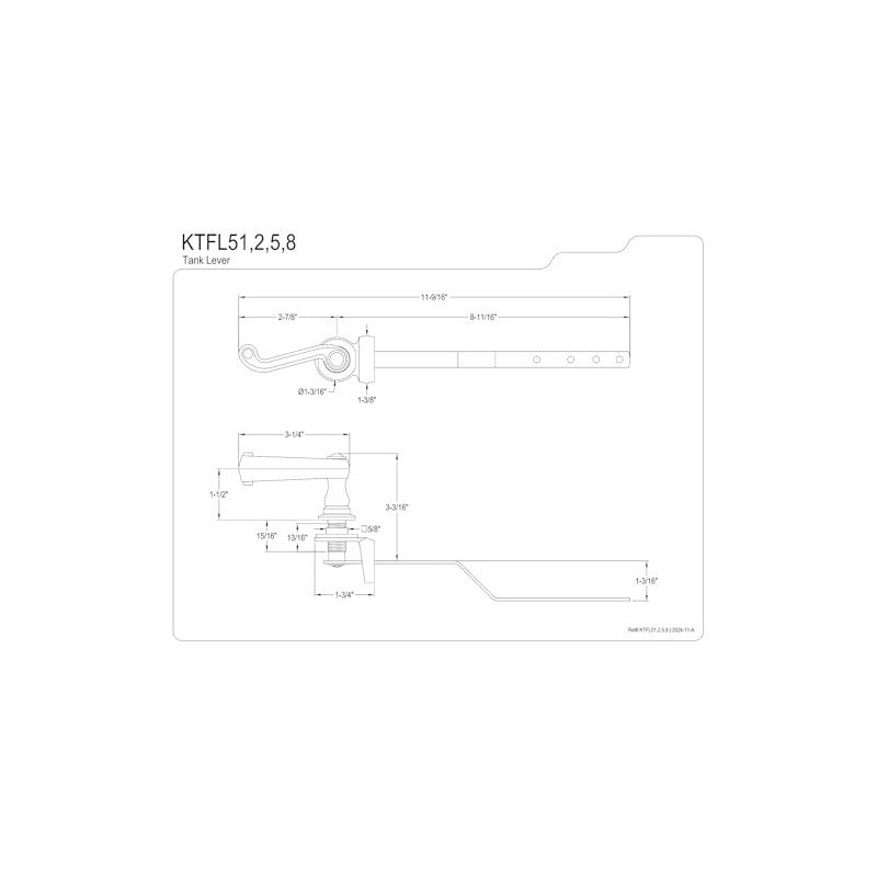Kingston Brass KTFL51 Royale Tank Lever, 2-7/8-Inch, Polished Chrome