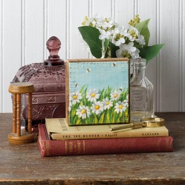 Primitives by Kathy Daisies Home Décor Sign 4x4 inches