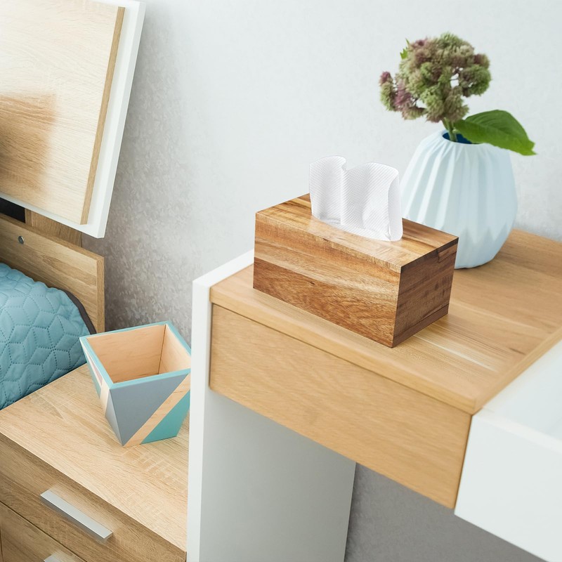 ALELION Rectangular Tissue Box Cover - Acacia Wood Rectangle Tissue