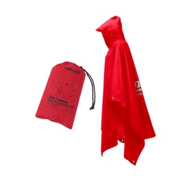 DeeRace Rain Poncho, Raincoat, Poncho, Hooded Rain Poncho, Waterproof Raincoat, Multi-functional, 3-Way Rainwear/Tarp/Ground Sheet, red
