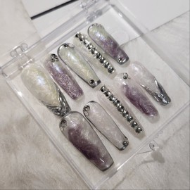 [Handmade nail tips] pearling (2 ver) - square / [수제네일팁] pearling (2 ver) - 스퀘어