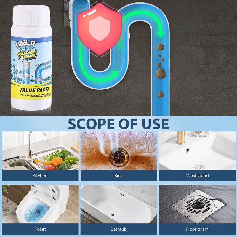 2pc Wild Tornado Pipe Dredge,Powerful Sink Cleaner for Kitchen Toilet