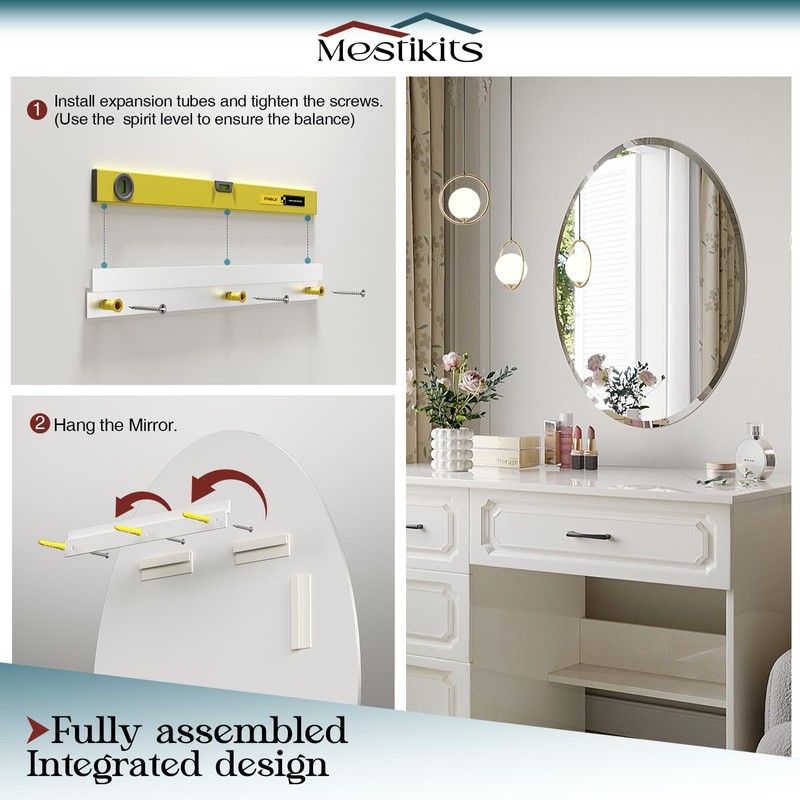 Frameless Oval Mirror, 20x30 Inch Beveled Bathroom Mirrors for Over