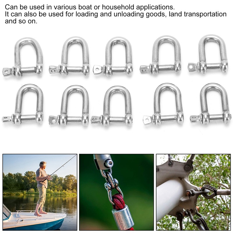 10pcs M4 Screw Pin Anchor Shackle 304 Stainless Steel Heavy