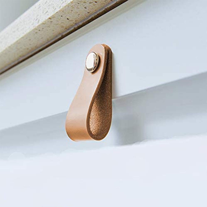 4 Pieces Leather Handles, Wardrobe Cabinet Door Handle Soft PU