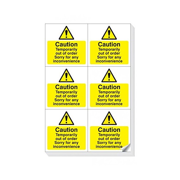 Caledonia Signs 54041 Labels, Caution Temporarily, Out of Order, Easy