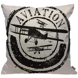 HGOD DESIGNS Cushion Cover Word Aviation and Airplane,Throw Pillow Case Home Decorative for Men/Women Living Room Bedroom Sofa Chair 18X18 Inch Pillowcase 45X45cm