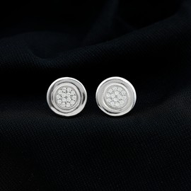 Certified CZ Cubic Zirconia Cluster Earrings for Women, AAAA Quality, Diamond CZ Stud Earrings in Gold Plated Silver (With Jewelry Box), 925 Sterling Silver