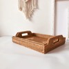 I-lan 2 Pack Rattan Rectangle Serving Basket Tray with Handle-
