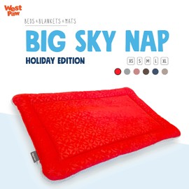 WEST PAW Big Sky Nap Flat Dog Mat with IntelliLoft Fiber and Fill Durable Lightweight Mat for Dogs and Cats, Made in USA (Small, Crimson)