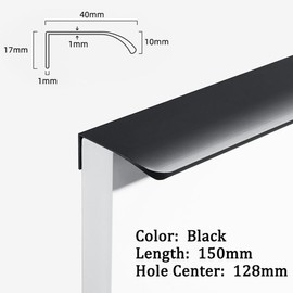 Aandxmok 5 Pack Matte Black Cabinet Pulls, Modern Concealed Pulls with Finger Edge Design, 5.9" Length, Suitable for Kitchen and Wardrobe, Stylish Tab Handle for Drawers and Cabinets