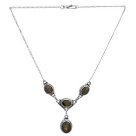 Sterling Necklace with Gems – Sterling Silver – Color Labradorite