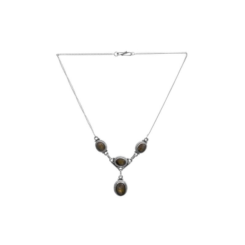 Sterling Necklace with Gems – Sterling Silver – Color Labradorite