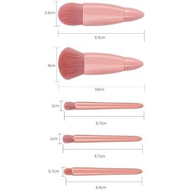 TOPINCN Juego de Brochas de Maquillaje de Viaje de 5 Piezas, Mini Kit de Brochas Cosméticas de Función Completa Sombra de Ojos Profesional Brocha