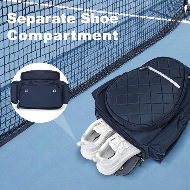 KAVIGOR Pickleball Bag, Quilted Pickleball Backpack with Shoe Compartment &