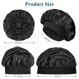 Flintronic 2 Pack Satin Sleep Cap, Elastic Sleep Bonnet Bath Cap for Women, Night Sleep Hat for Long Curly Hair All Hair