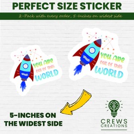 Cute Rocket Ship Sticker, You are Out of This World Sticker, Space Theme Vinyl Sticker, Fun Motivational Sticker, Laptop Decal - 5-Inch Sticker - 2-Pack - CCSTICKER01322