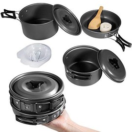 Diealles Camping Cookware Set, Camping Cookware Pot for Outdoor Camping, Hiking, Backpacking Cooking, Suitable for 1-2 People