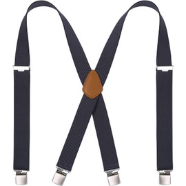 Happyshoppingtime Suspenders, Men's, Women's, X-Shaped, 1.4 inches (35 mm) Wide, Pants Hanging, One Size Fits Most, Hanging Band, Rubber, Solid, Unisex, Accessories, Belt, Adjustable Size, gray (dark