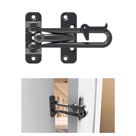 GREATIM Swing Bar Door Guard Built-in Automatic Buckle Design, Front and Inside Door, Hinged Swingin Doors Reinforcement Lock, Home Security Door Stopper, Safety Childproof, Zinc Alloy, Black