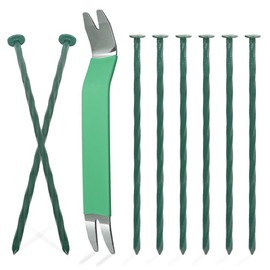 Bakulyor 100 Pack Metal Landscape Stakes, 6 Inch Artificial Turf Spikes, 6 Gauge Large Landscaping Nails, Green Edging Anchoring Staple for Garden Ground Grass Lawn Paver Timber Border Weed Barrier 6"