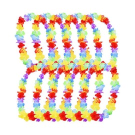 Camelliass 10 Pieces Hawaiian Ruffled Flower Necklace Tropical Leis Flower Garland for Hawaii Luaus Beach Theme Party Decorations